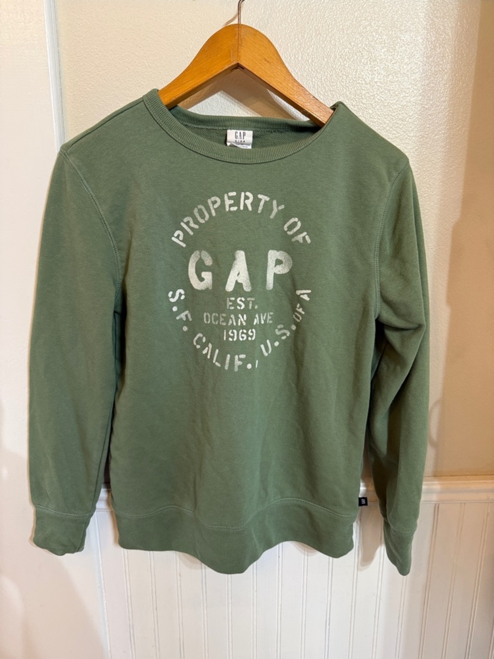 GAP Olive Logo Pullover Sweatshirt